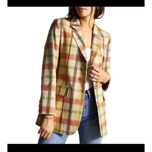 Brixton Merry Plaid Blazer Size Small Maize Tan Orange Yellow